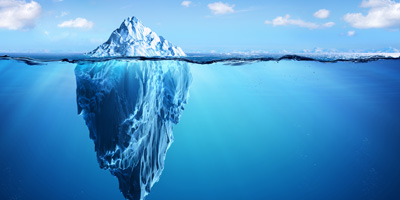 Visualisierung vom Eisbergmodell der Unternehmenskultur