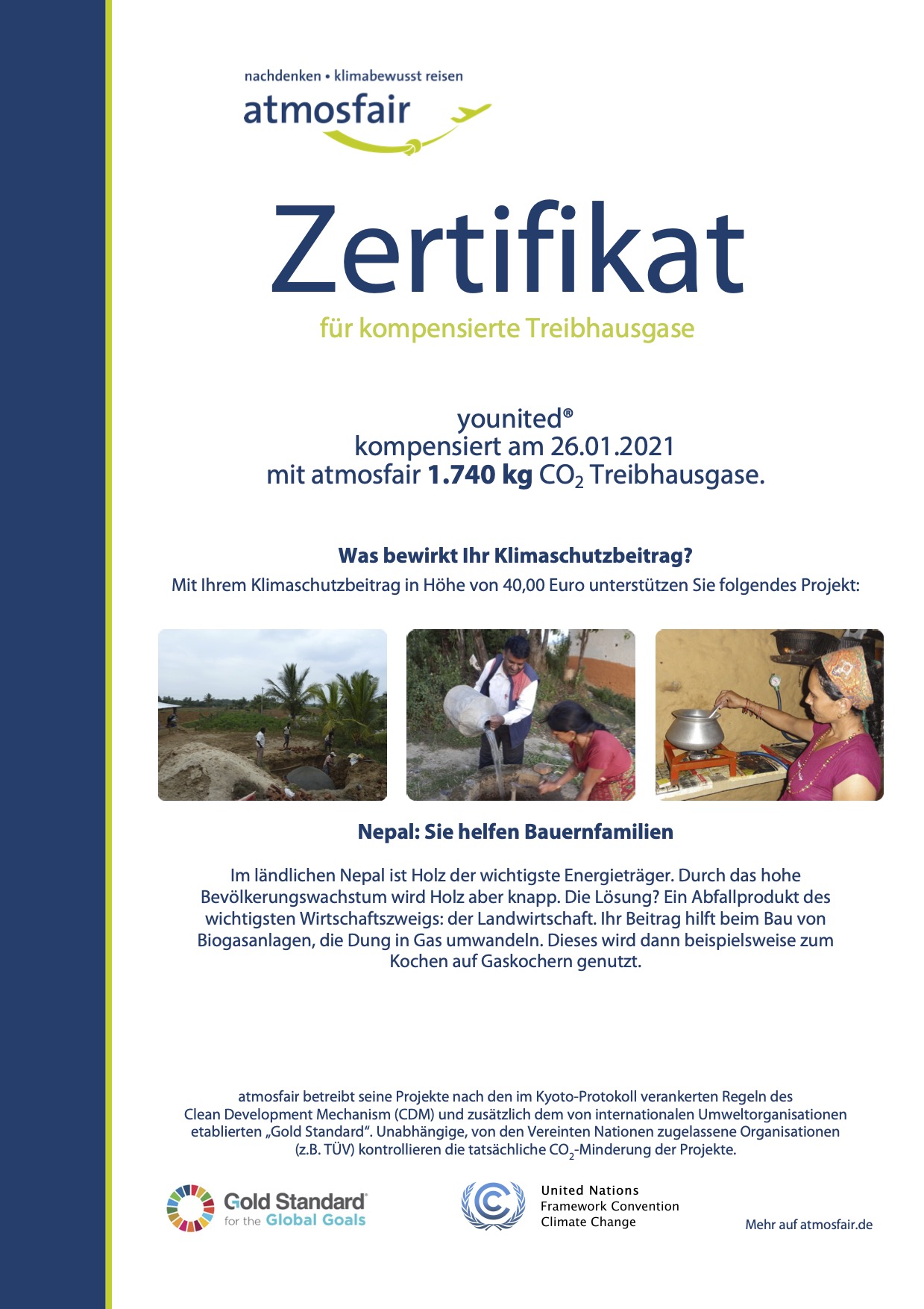 Zertifikat CO2-Kompensation